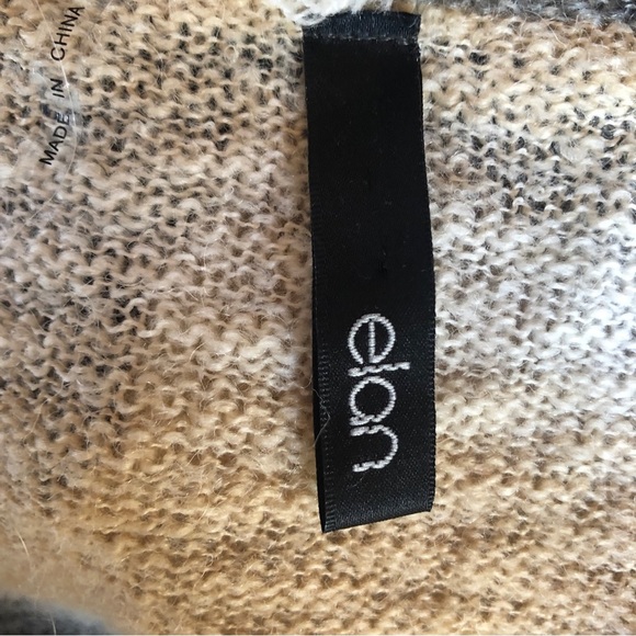 Elan Ombré open front cardigan with hoodie tan and charcoal stripe size L - Picture 6 of 8